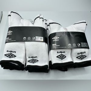 Umbro Boys Crew Socks 6 Pair Shoe Multi Size White Ultra Soft